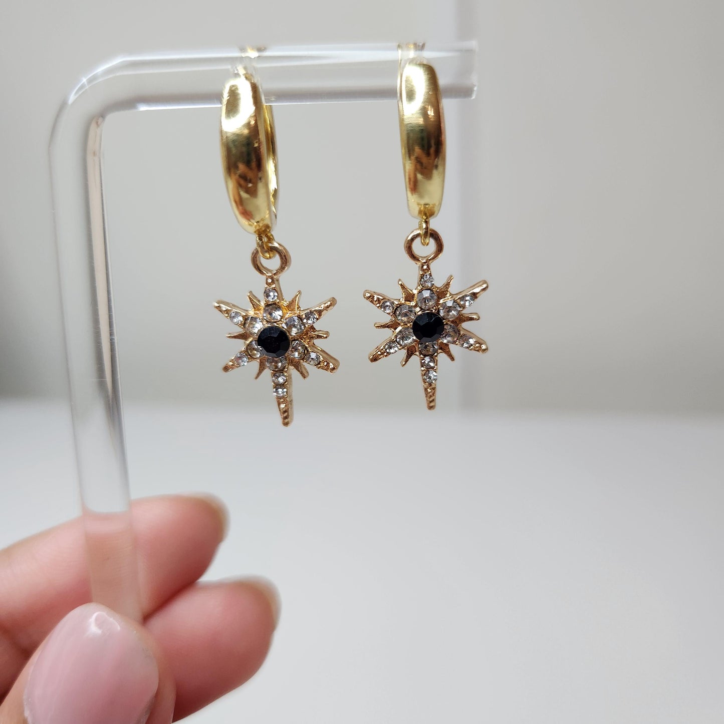 HANDMADE 18k gold plated star huggie hoop earrings, mothers day gift ideas