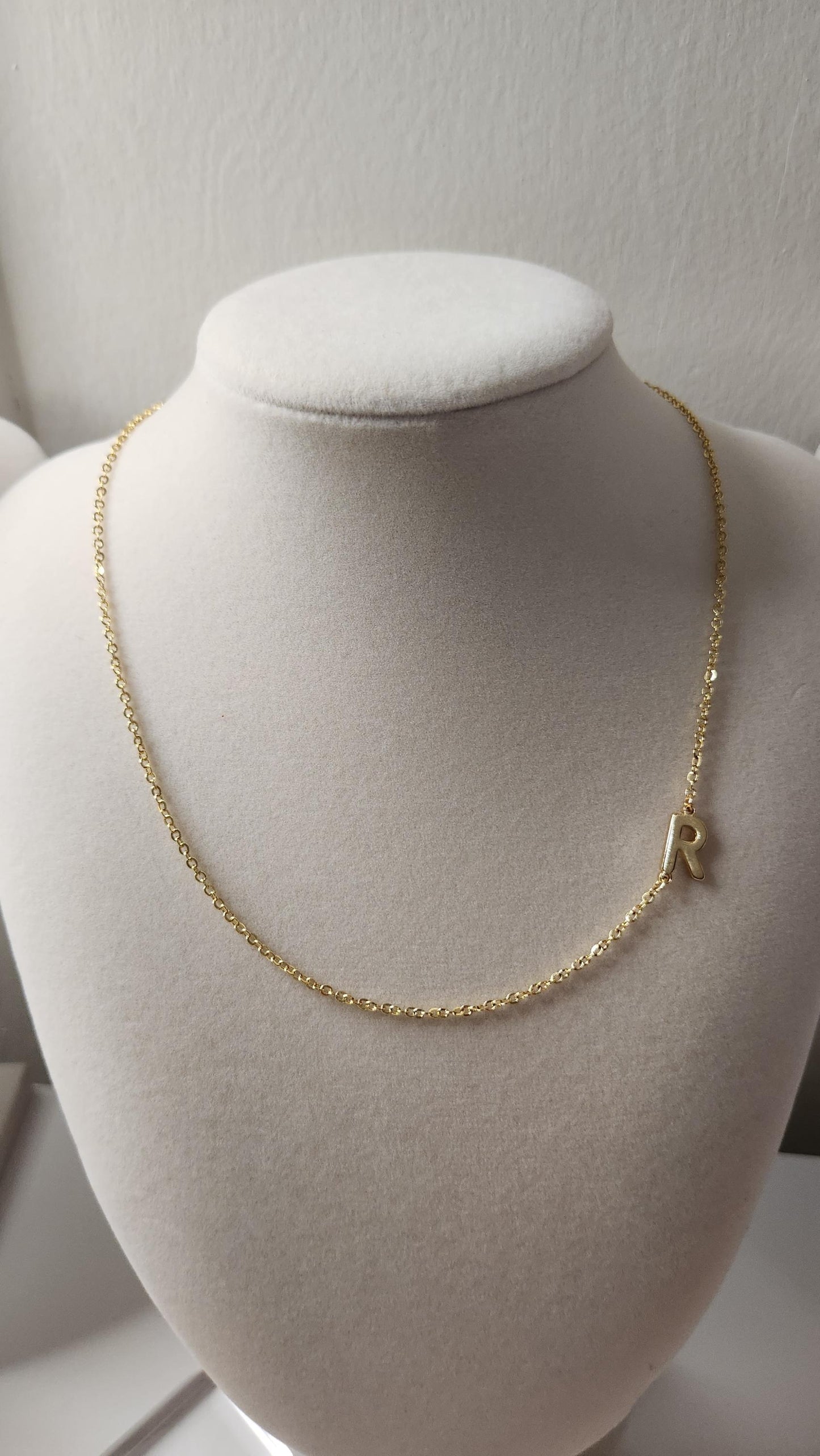 HANDMADE Dainty initial adjustable necklace 18k gold plated