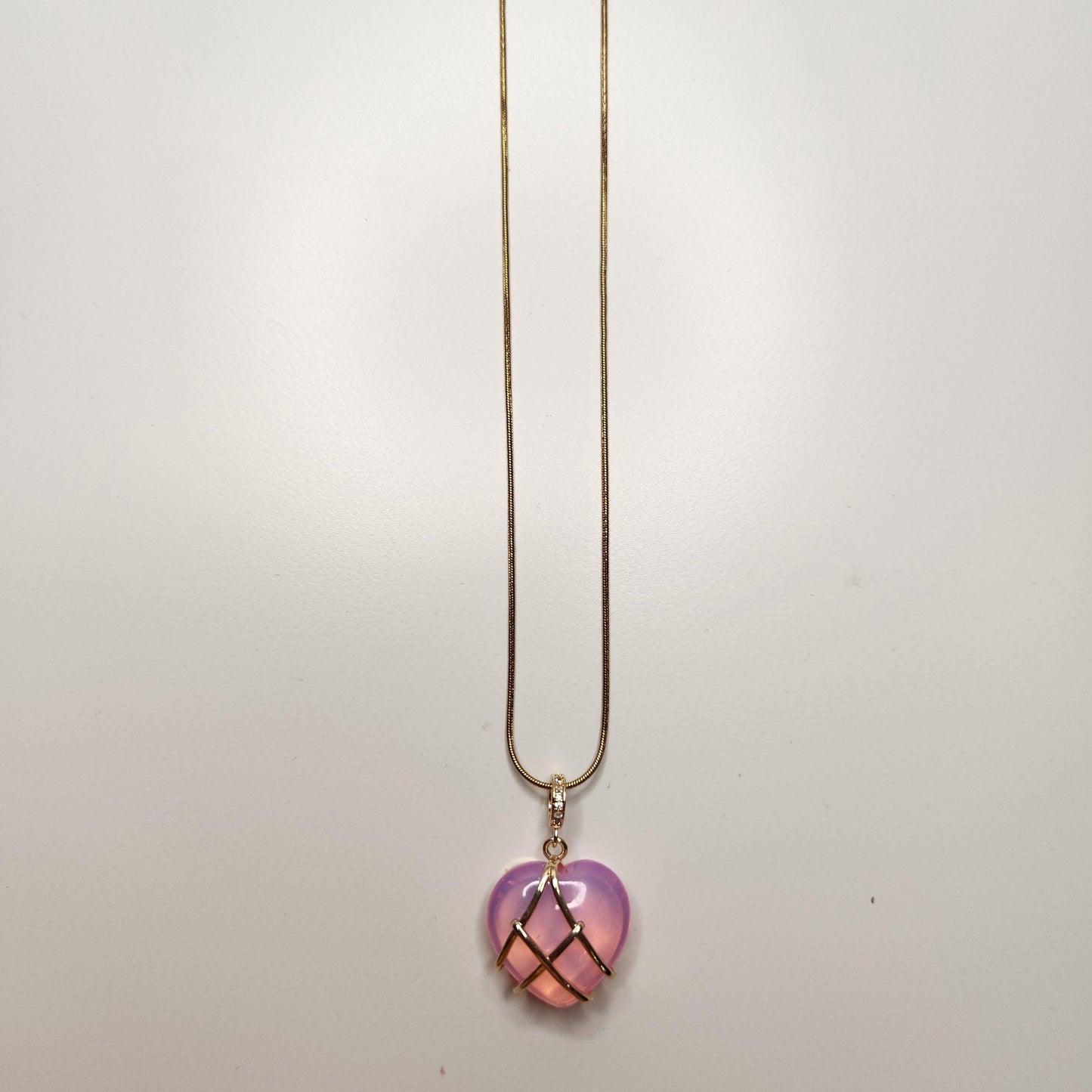 HANDMADE barbie diamond castle heart necklace 18k gold plated