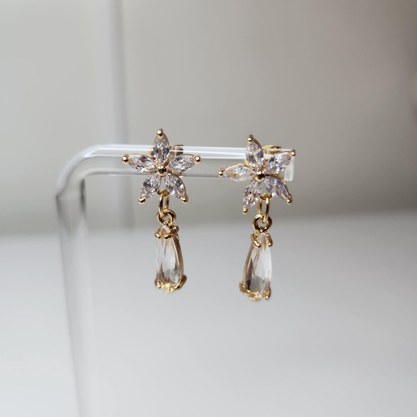 HANDMADE 18k gold plated floral dangle earring, mothers day gift ideas