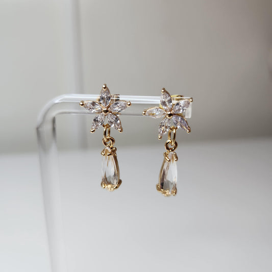 HANDMADE 18k gold plated floral dangle earring, mothers day gift ideas