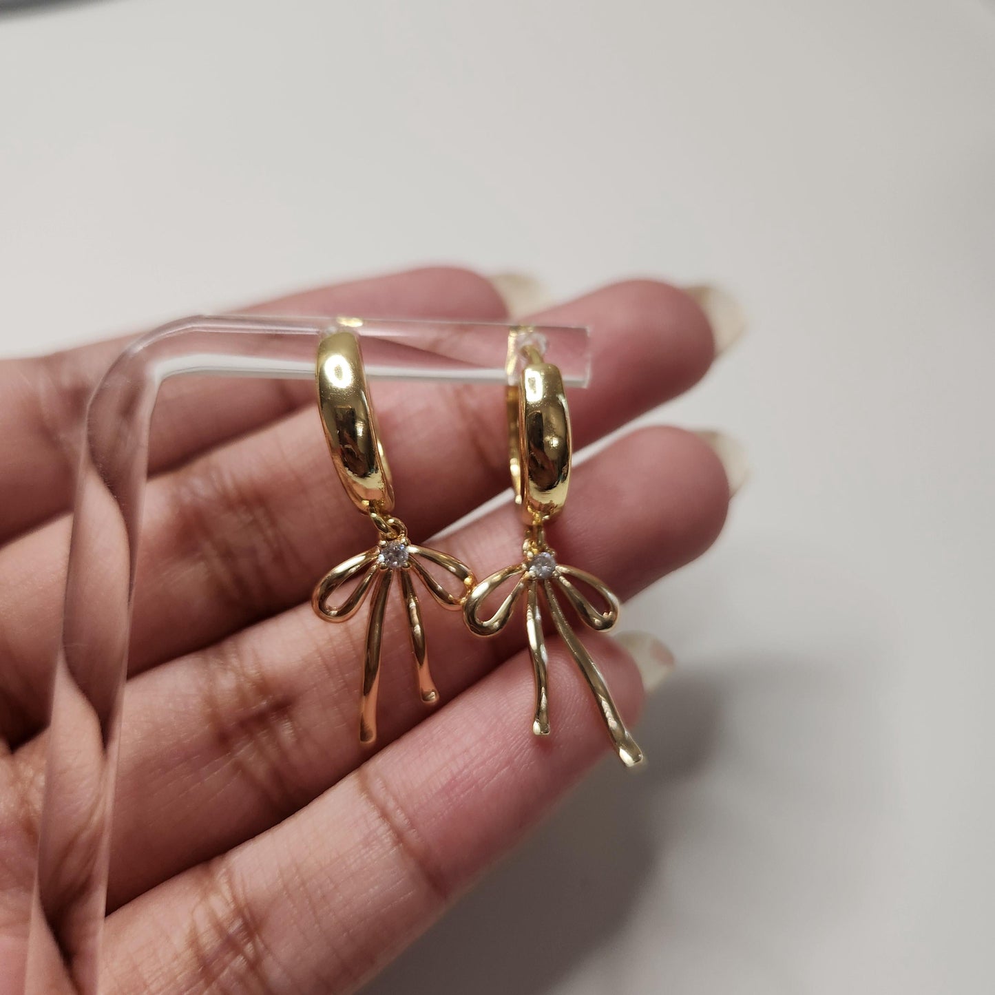 HANDMADE 18k gold plated bow earrings