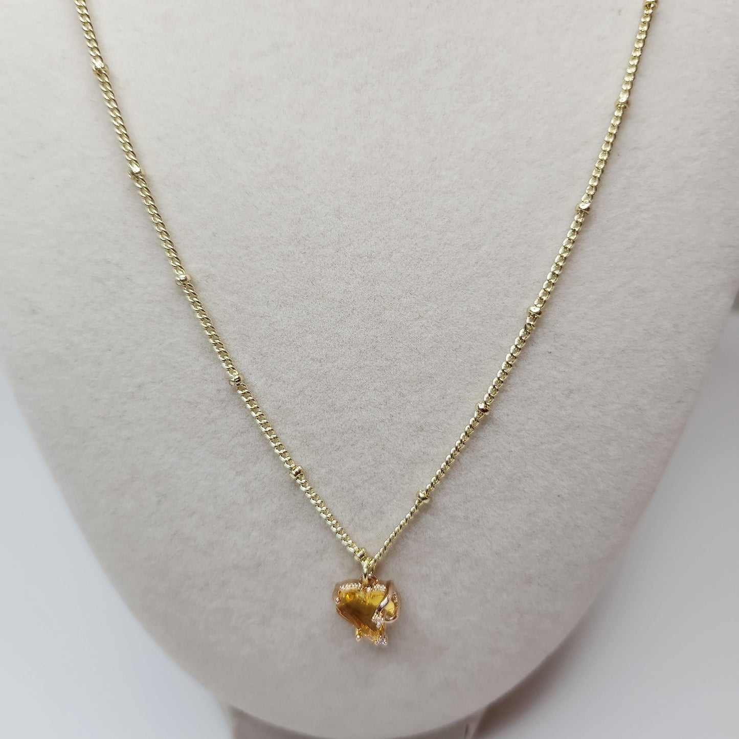 Handmade 18k Gold Plated Heart Necklace, Dainty Yellow Charm