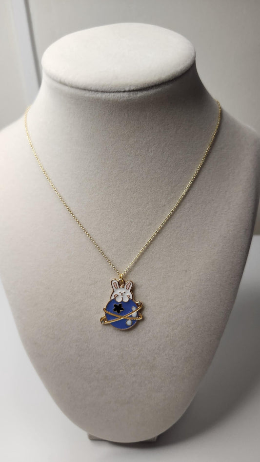 Handmade 14k Gold Plated Galaxy Bunny Necklace, Dainty Easter Jewelry