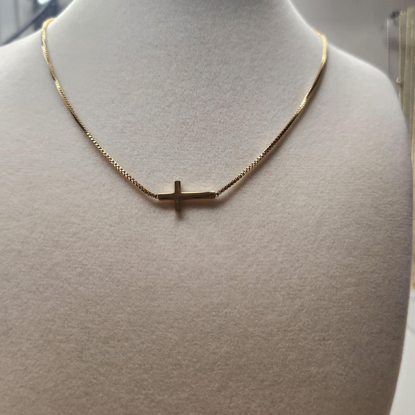 HANDMADE Cross 18k gold plated adjustable necklace