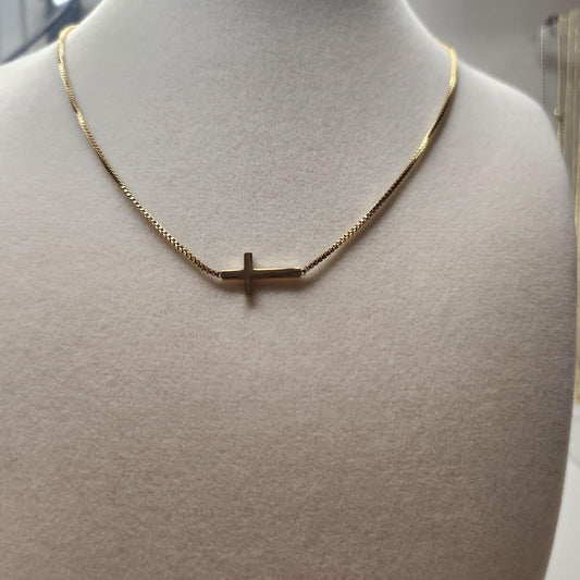HANDMADE Cross 18k gold plated adjustable necklace