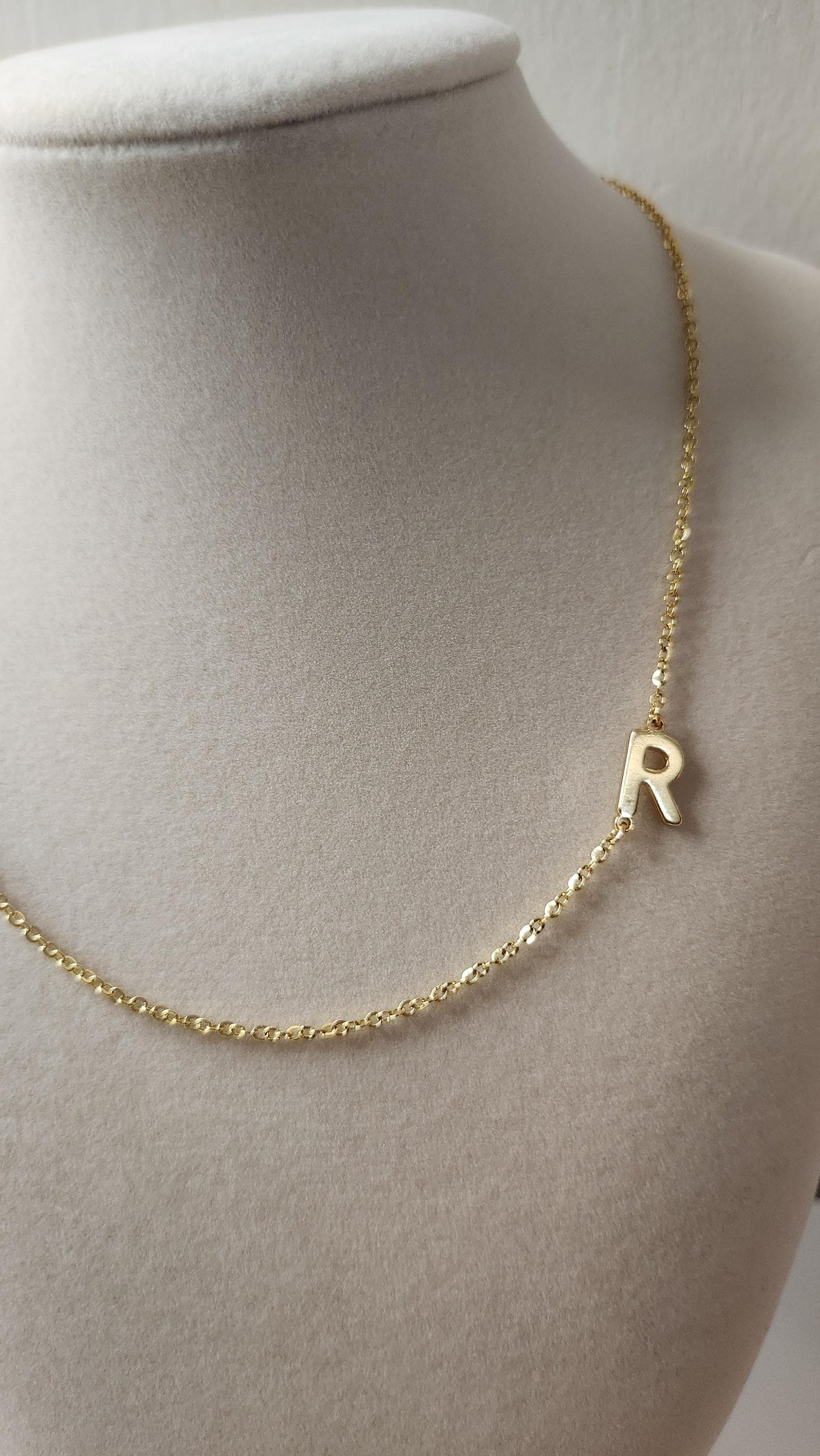 HANDMADE Dainty initial adjustable necklace 18k gold plated