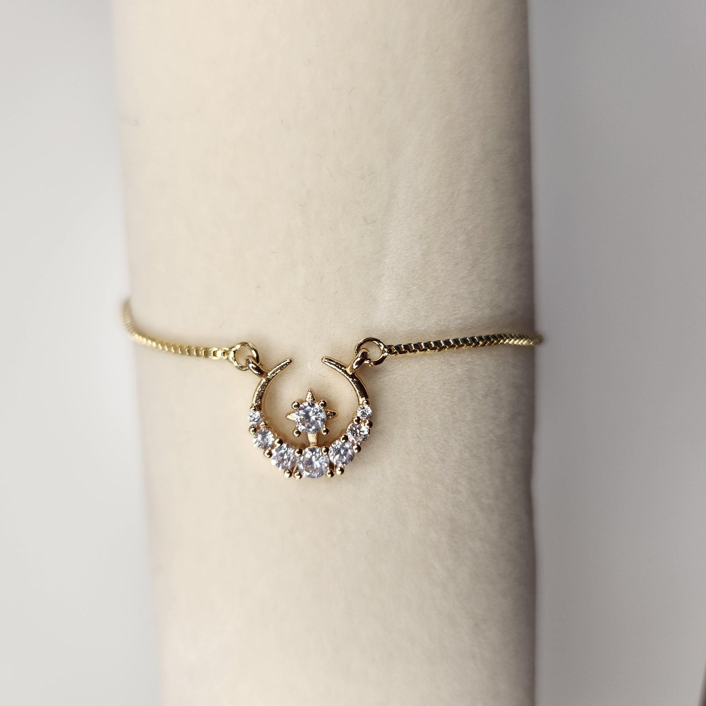 Handmade crescent moon adjustable bracelet