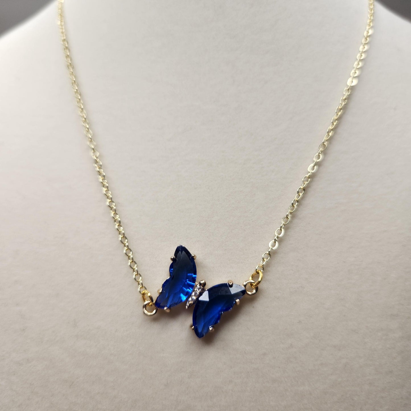 HANDMADE Barbiecore Butterfly Necklace with 18k gold plated chain