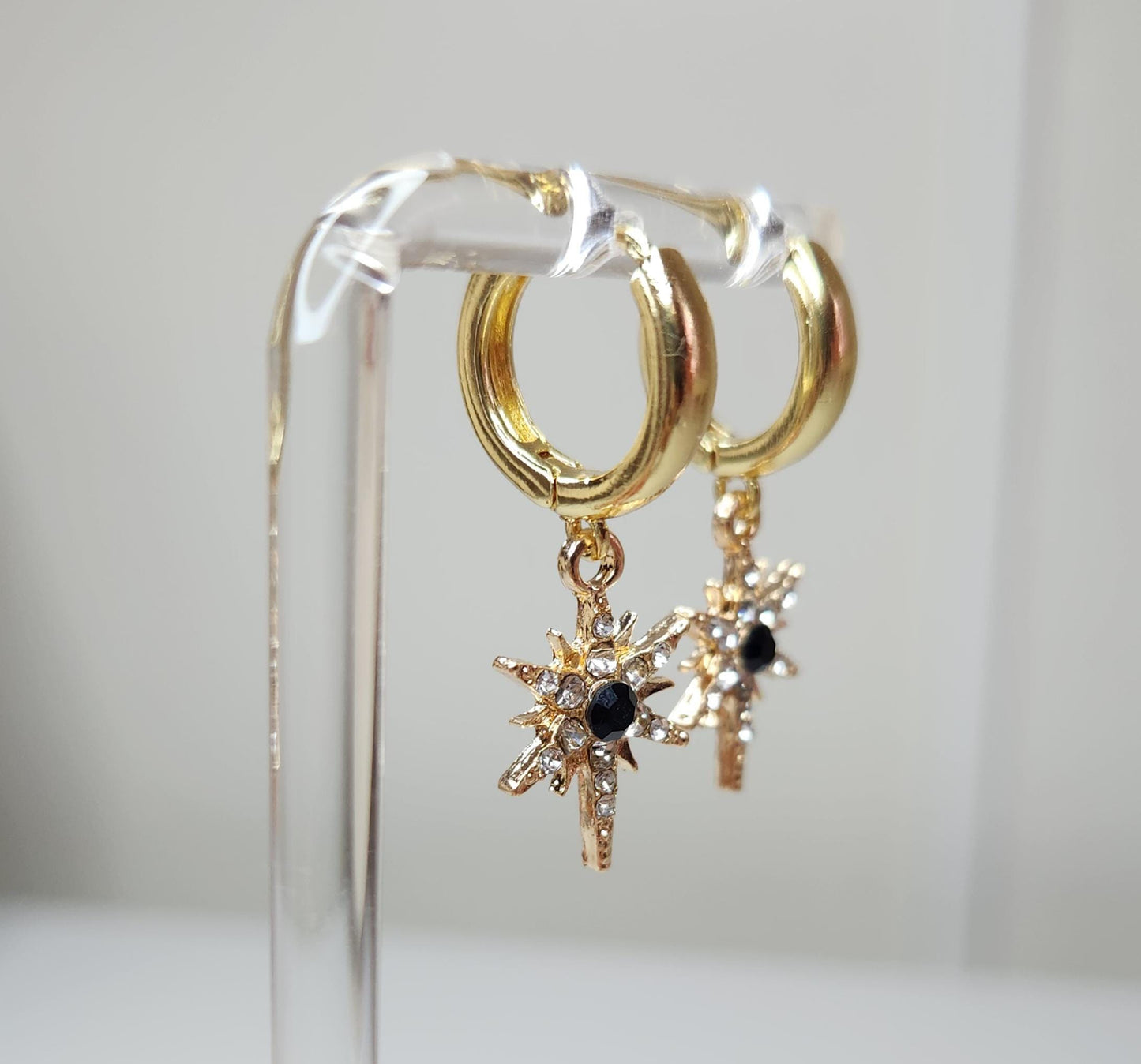 HANDMADE 18k gold plated star huggie hoop earrings, mothers day gift ideas