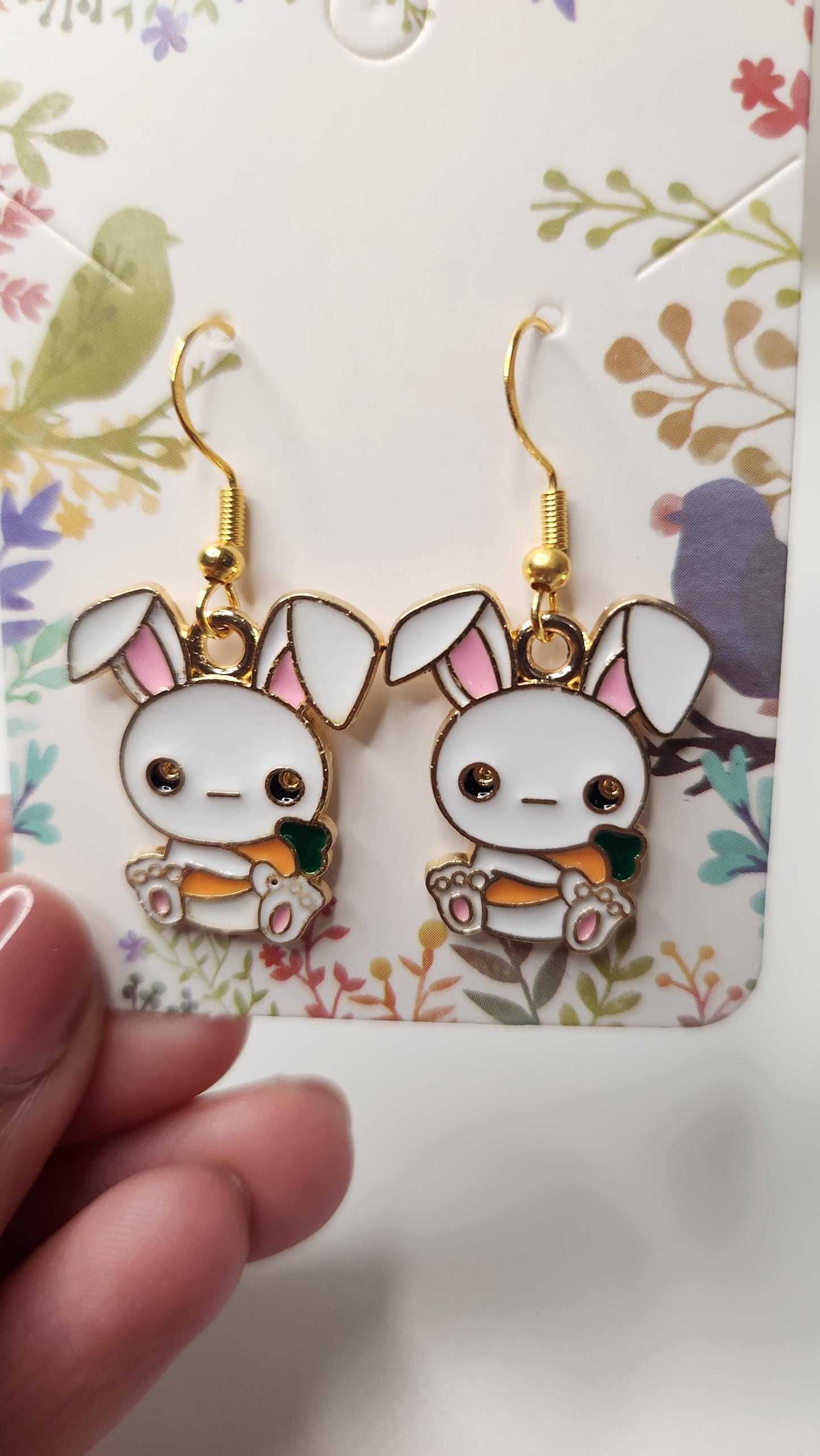 Handmade Easter Bunny Dangle Earrings, Bow Accent