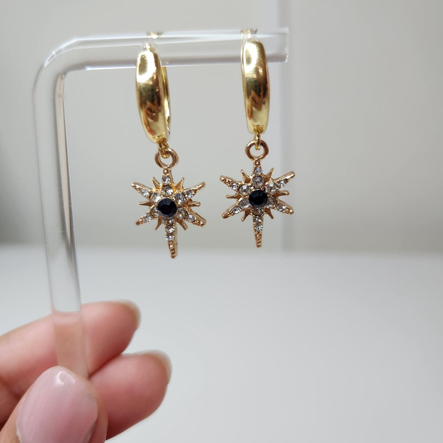 HANDMADE 18k gold plated star huggie hoop earrings, mothers day gift ideas