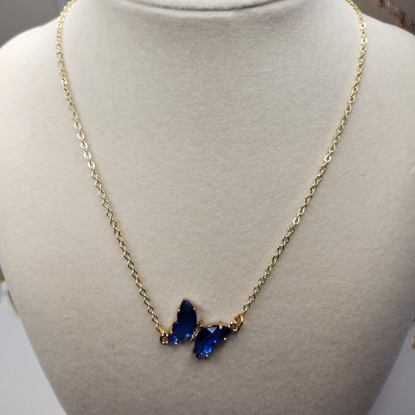HANDMADE Barbiecore Butterfly Necklace with 18k gold plated chain