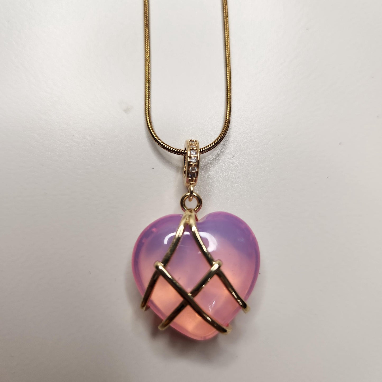 HANDMADE barbie diamond castle heart necklace 18k gold plated