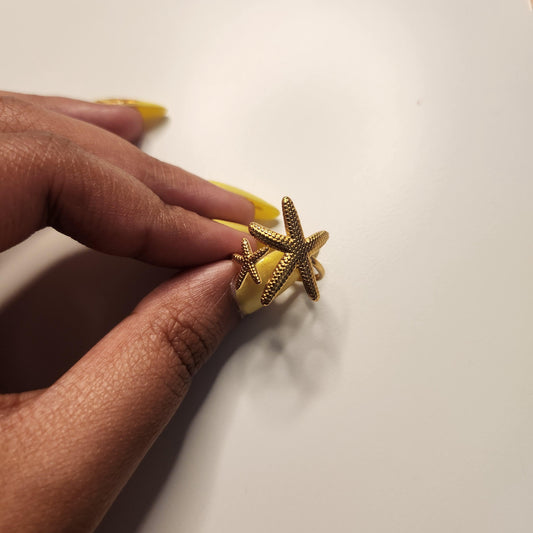 Summer starfish gold plated adjustable ring