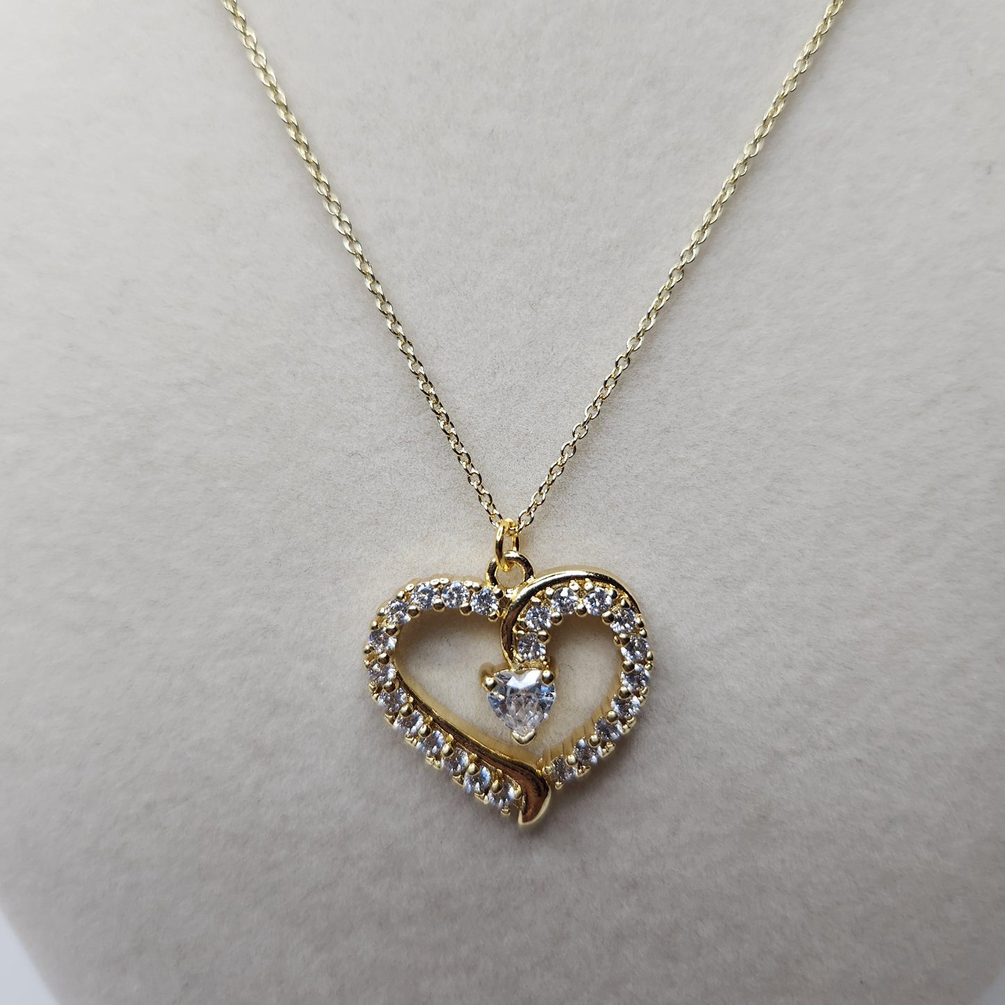 Handmade 18k gold plated heart pendant necklace, mothers day gift