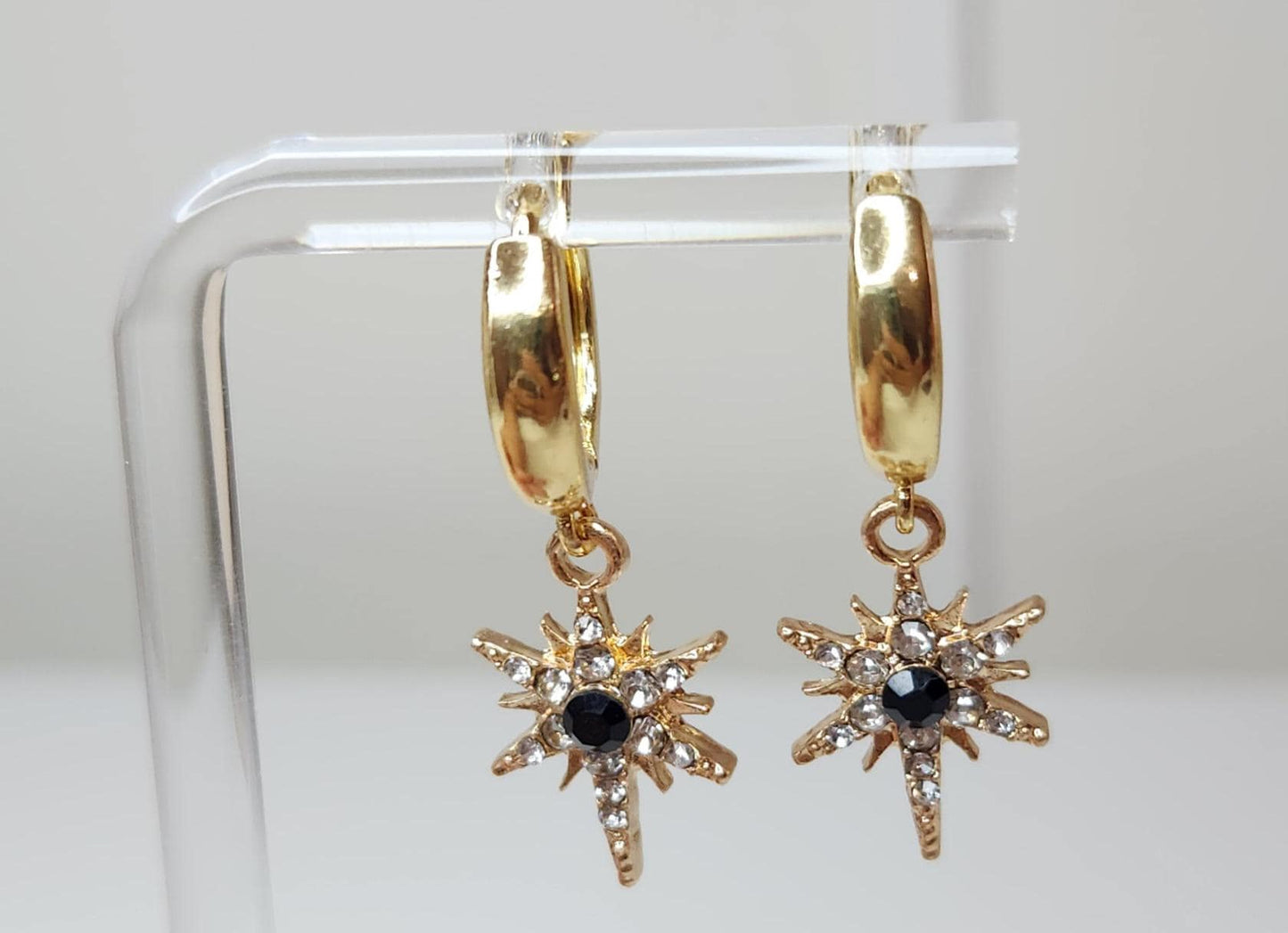 HANDMADE 18k gold plated star huggie hoop earrings, mothers day gift ideas