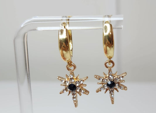 HANDMADE 18k gold plated star huggie hoop earrings, mothers day gift ideas