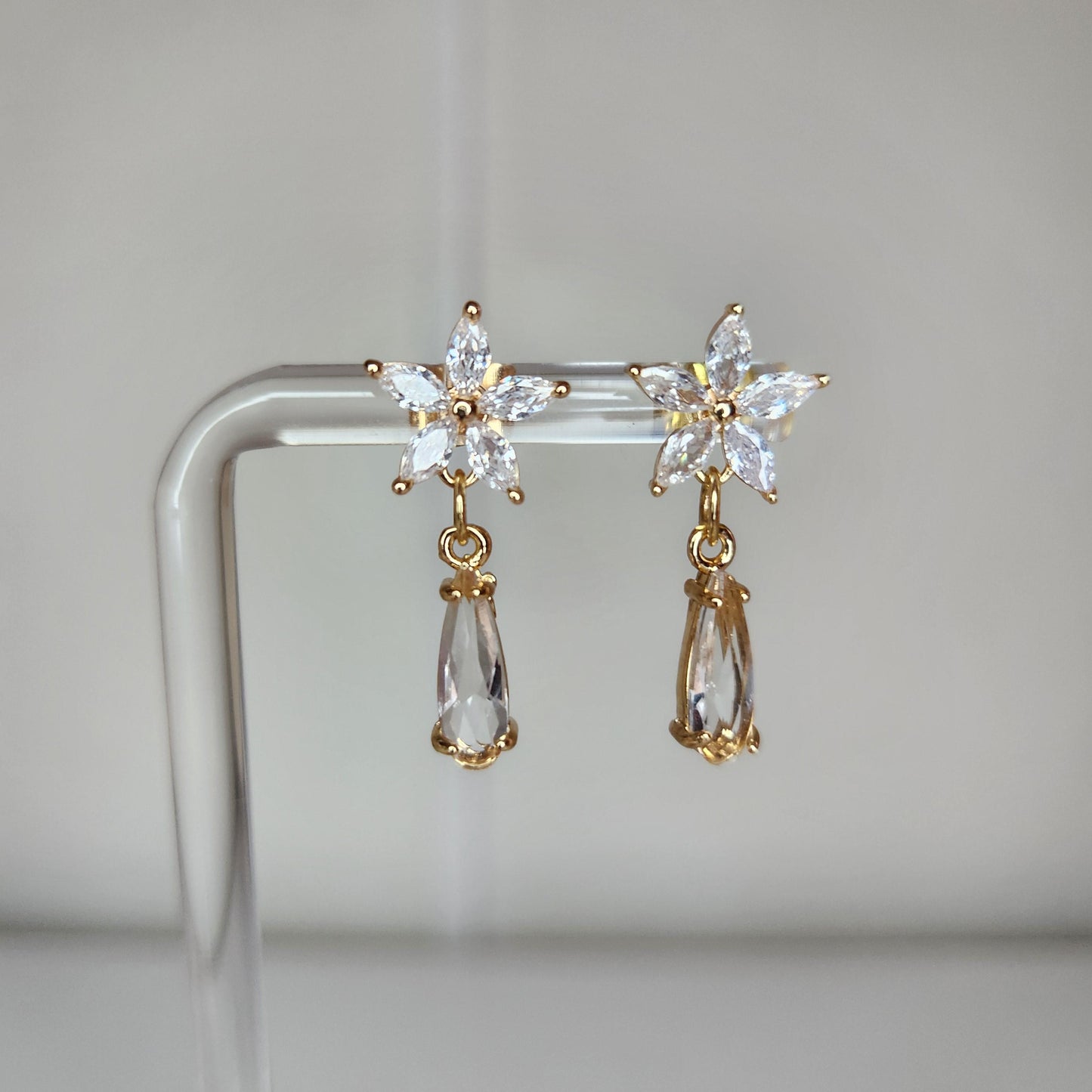 HANDMADE 18k gold plated floral dangle earring, mothers day gift ideas