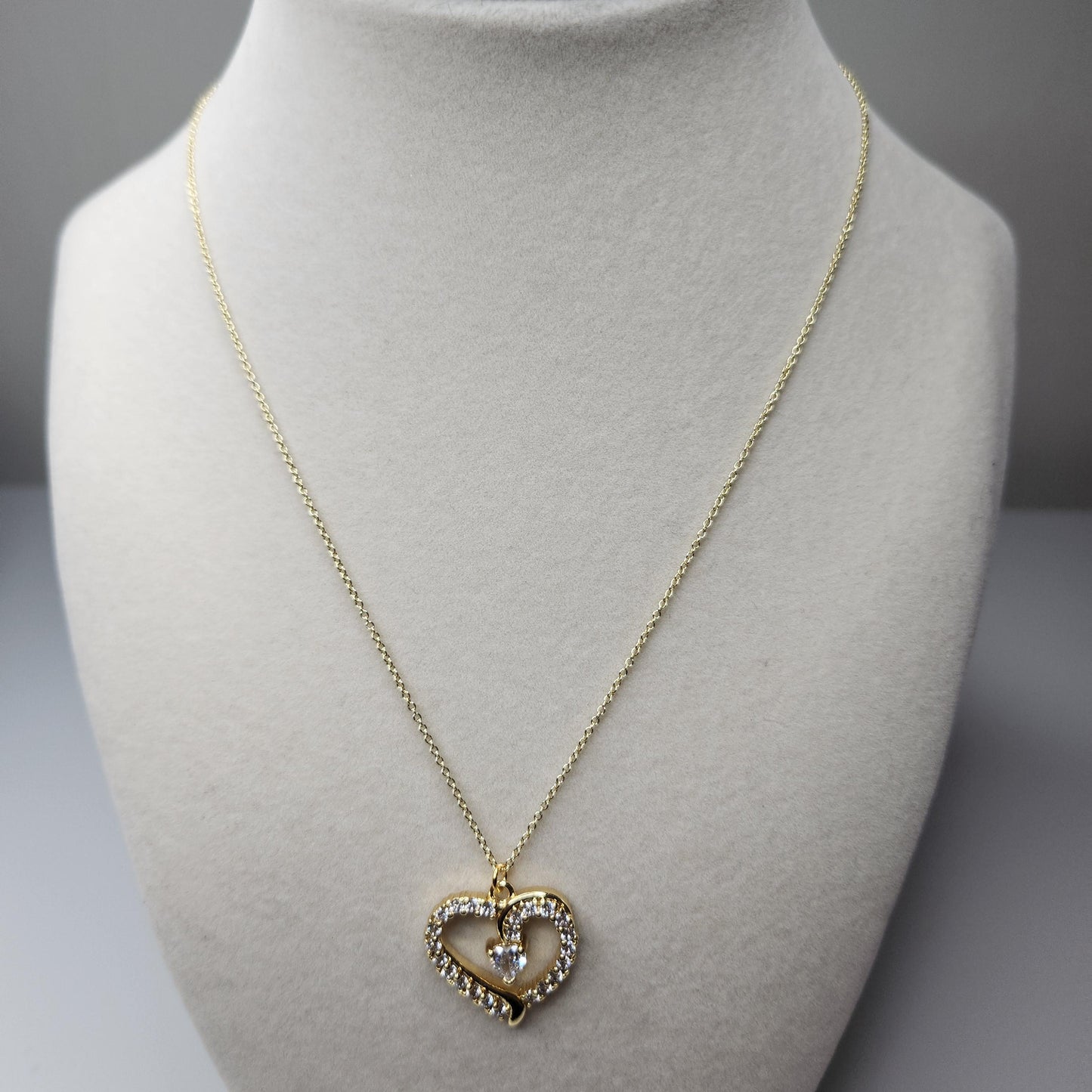 Handmade 18k gold plated heart pendant necklace, mothers day gift