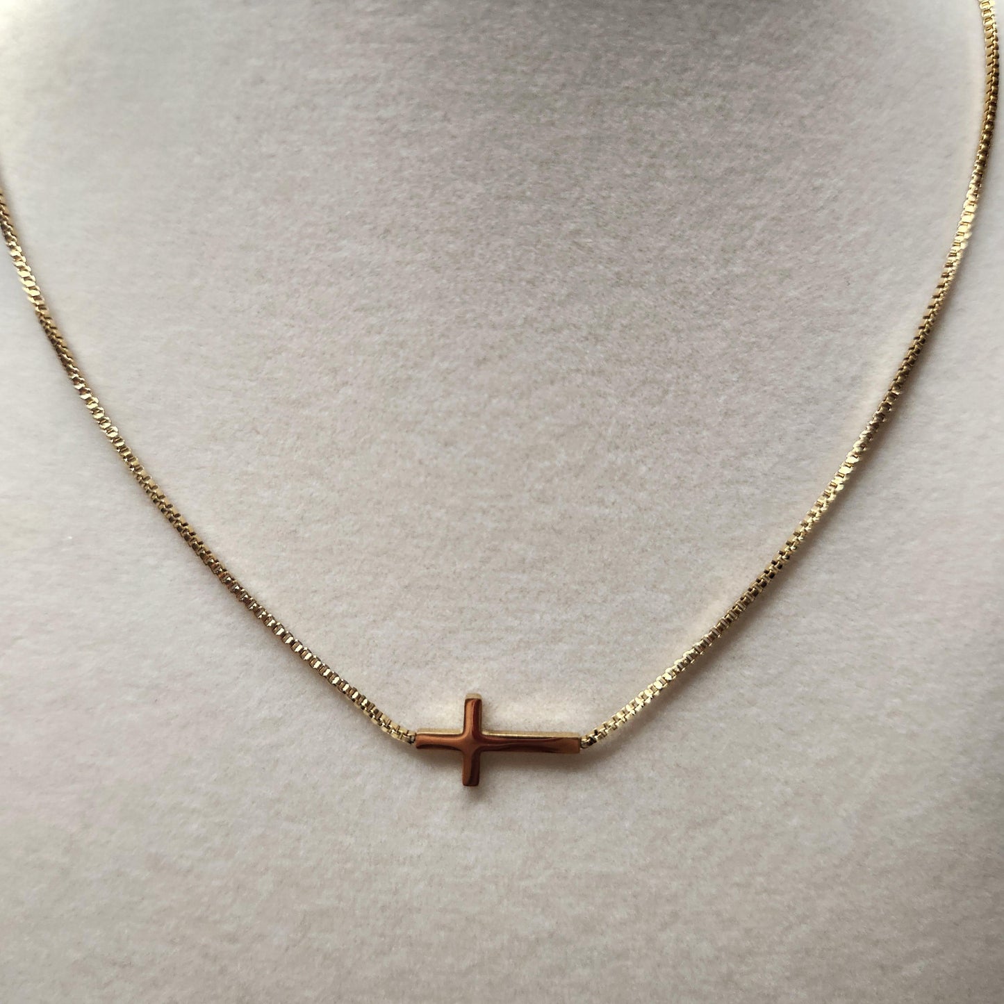 HANDMADE Cross 18k gold plated adjustable necklace