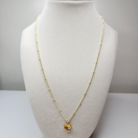 Handmade 18k Gold Plated Heart Necklace, Dainty Yellow Charm