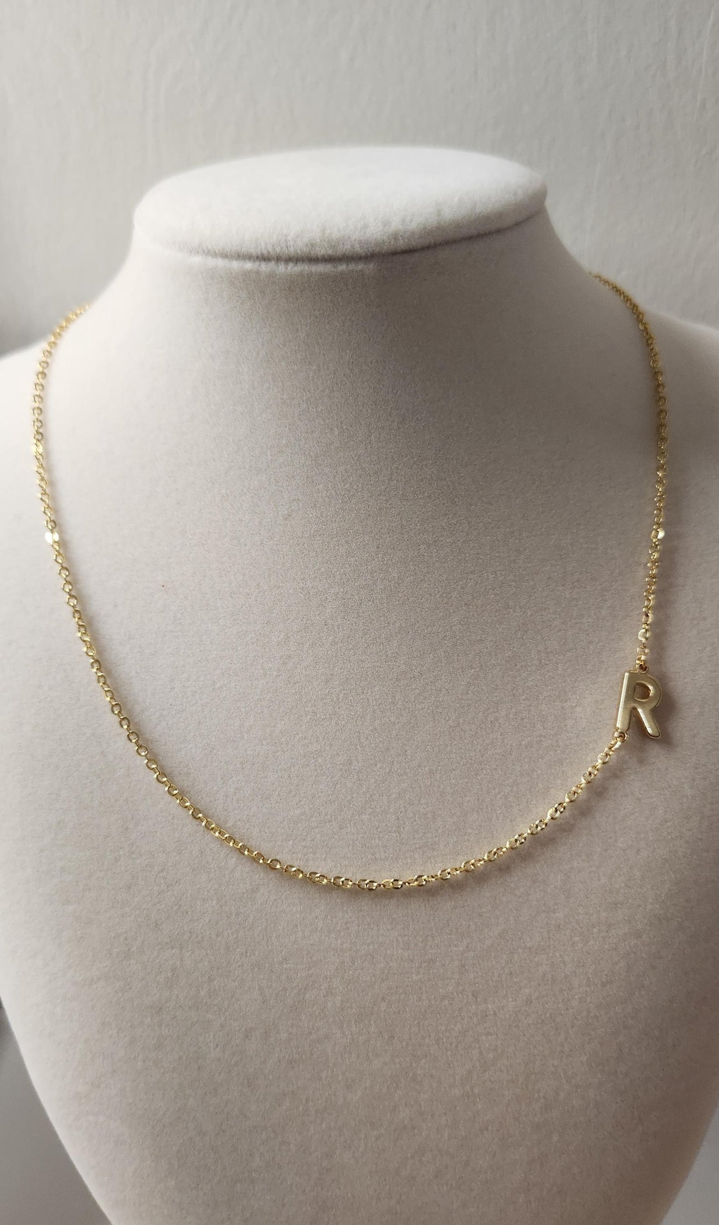 HANDMADE Dainty initial adjustable necklace 18k gold plated