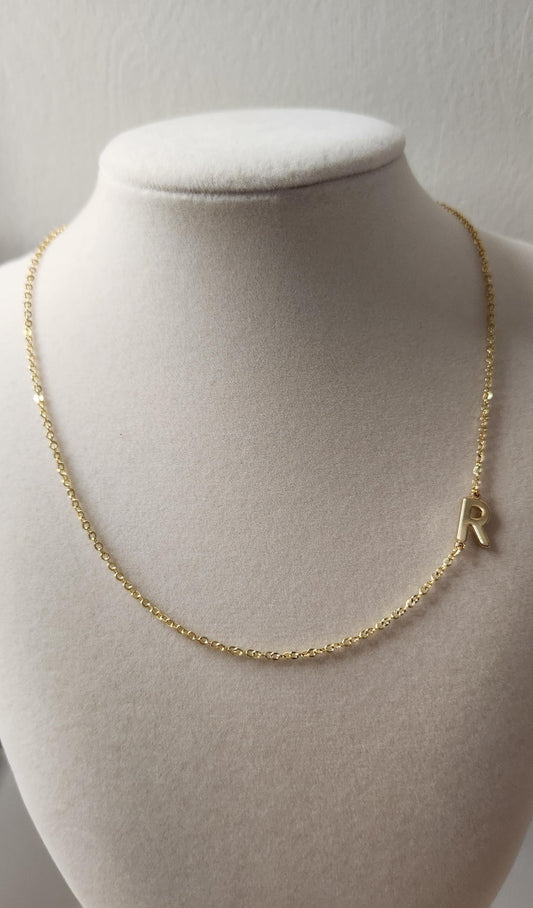 HANDMADE Dainty initial adjustable necklace 18k gold plated